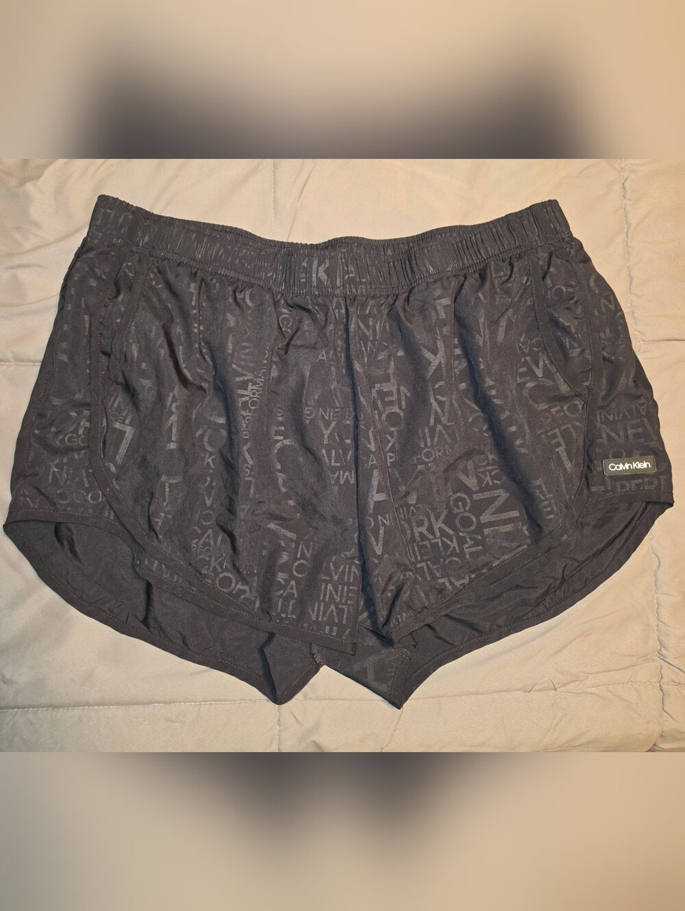 Calvin Klein Charcoal Logo Print Women's Athletic Shorts